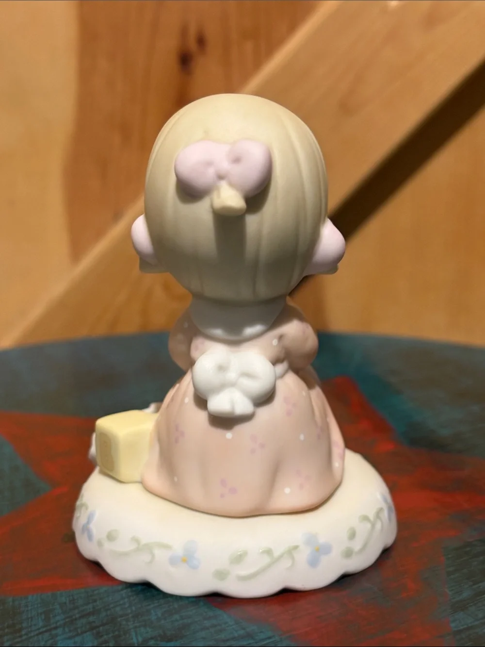 Precious Moments Cream and Pink Baby with Blocks Figurine / 2